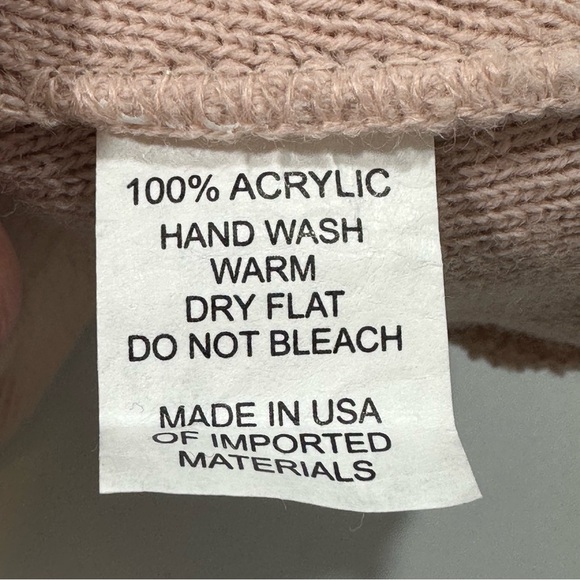 Ariat Blush Pink Knit Beanie with Metallic Gold Rhinestone Crystal Accents - Picture 7 of 7